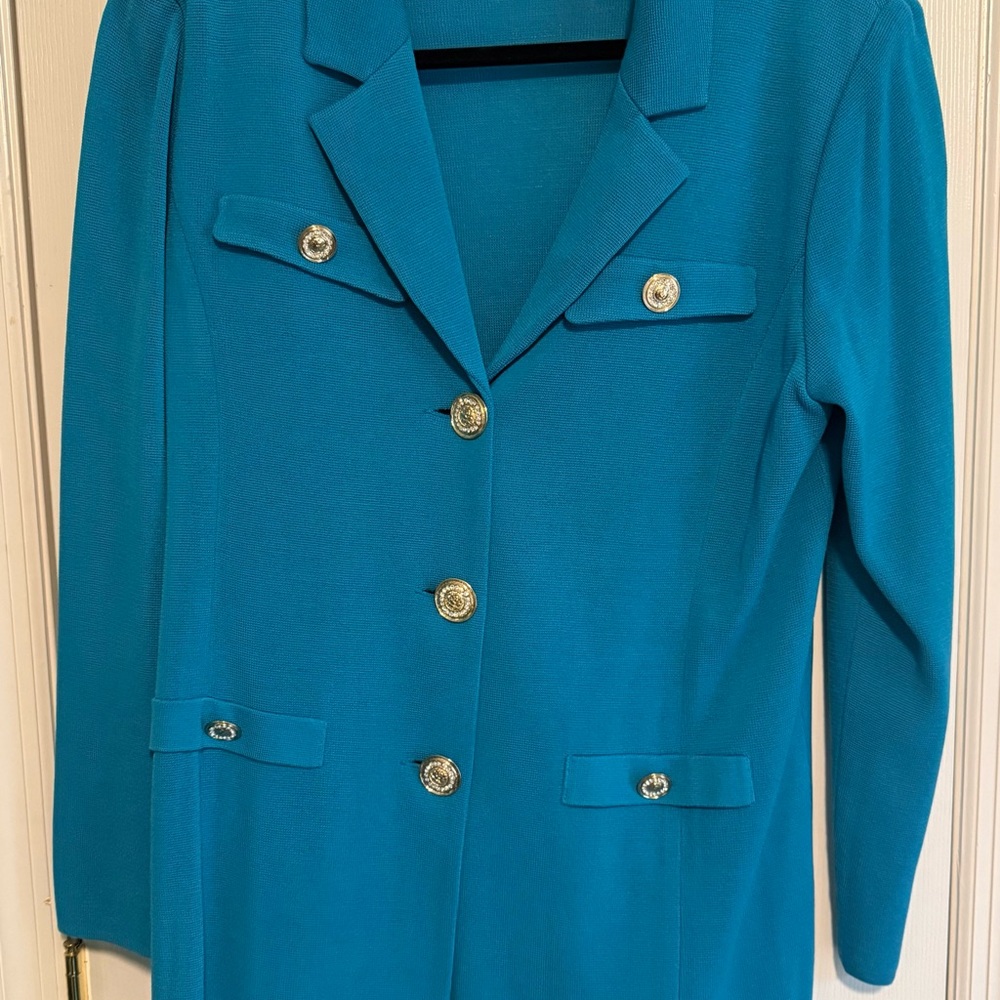 Misook Teal Blazer with Gold Buttons